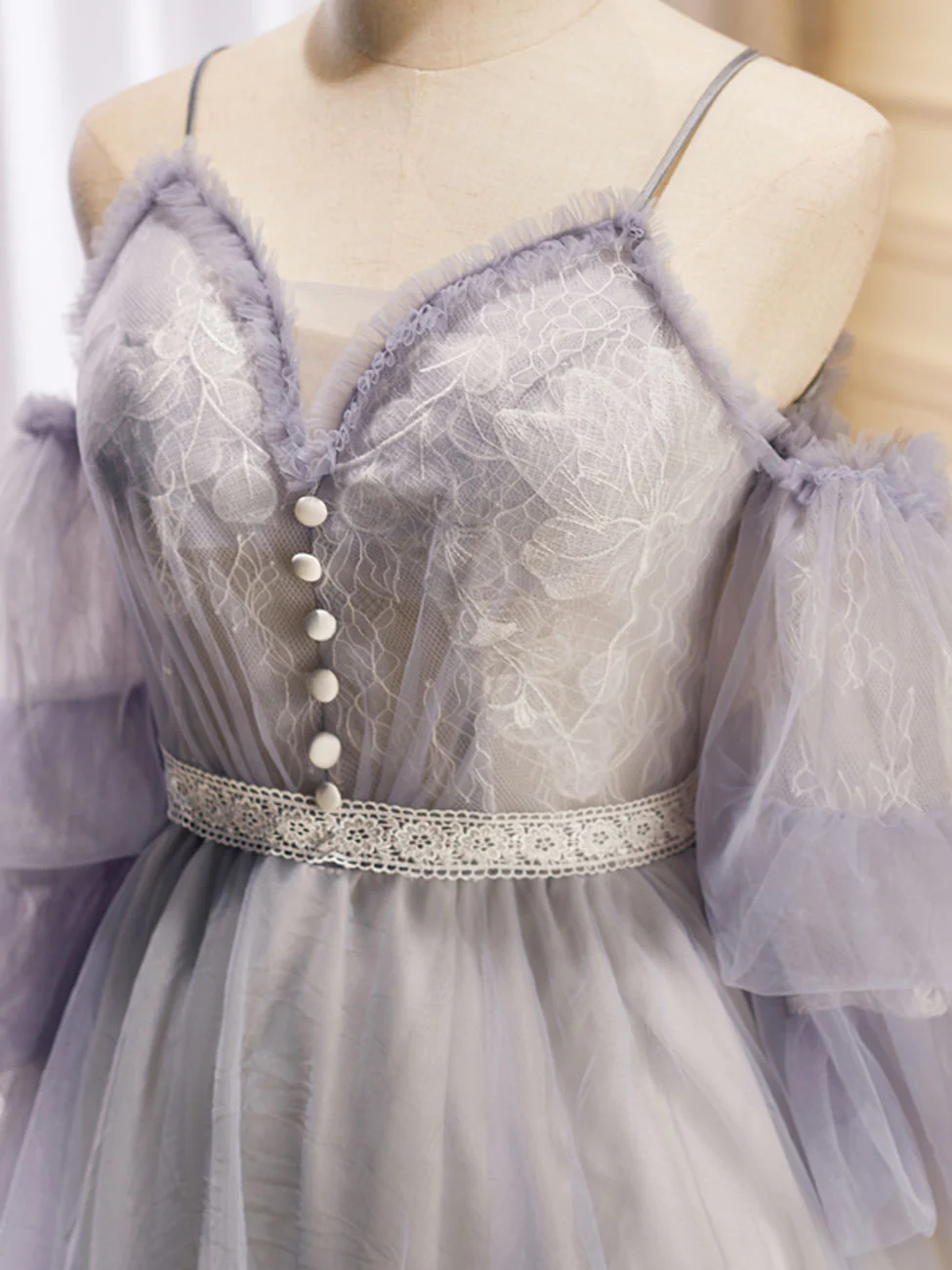Light Purple A-Line Tulle Lace Short Prom Dresses, Light Purple Homecoming Dresses - Deanwangkt