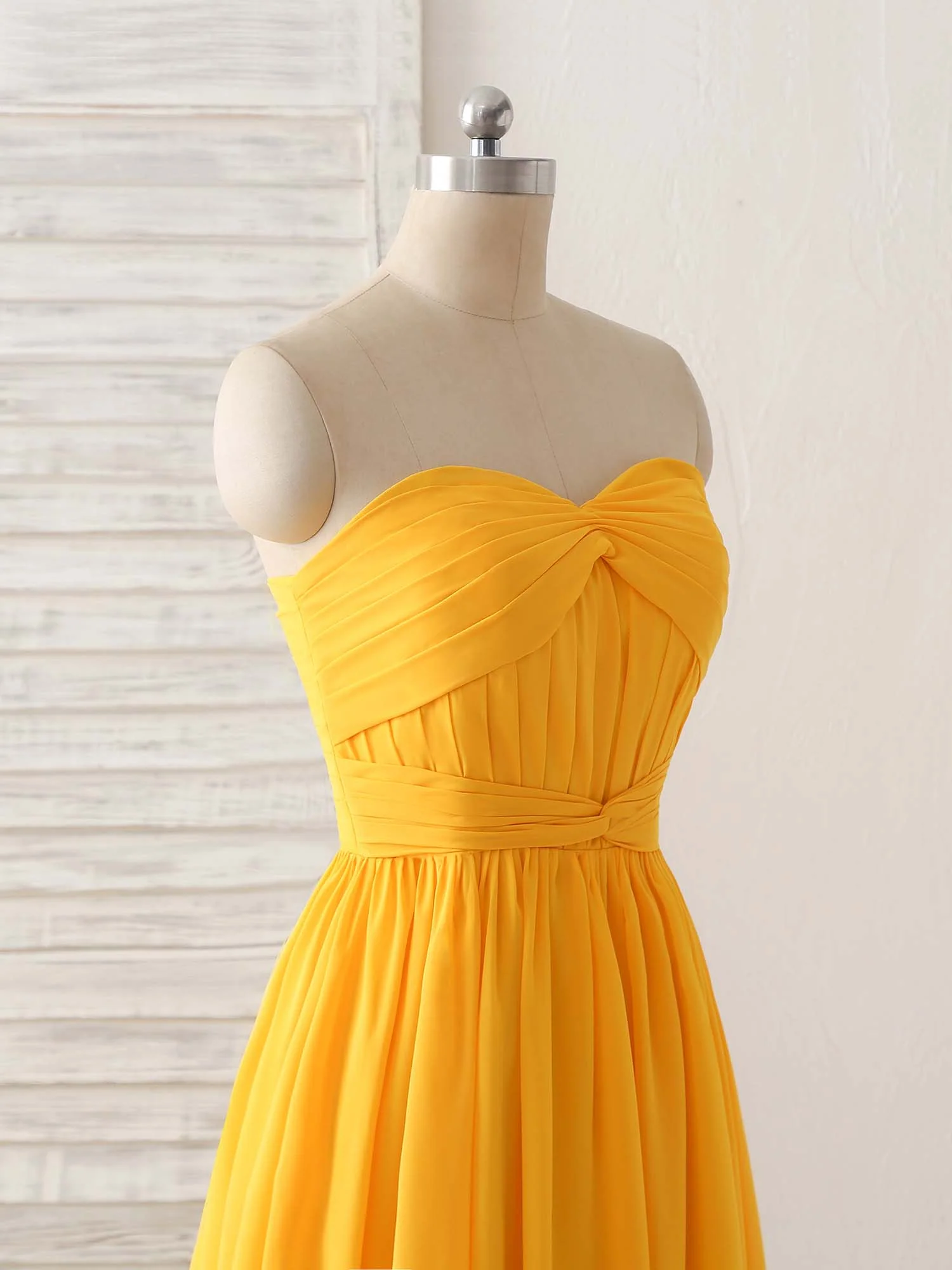 Simple Chiffon Yellow Long Prom Dress Simple Bridesmaid Dress - Deanwangkt