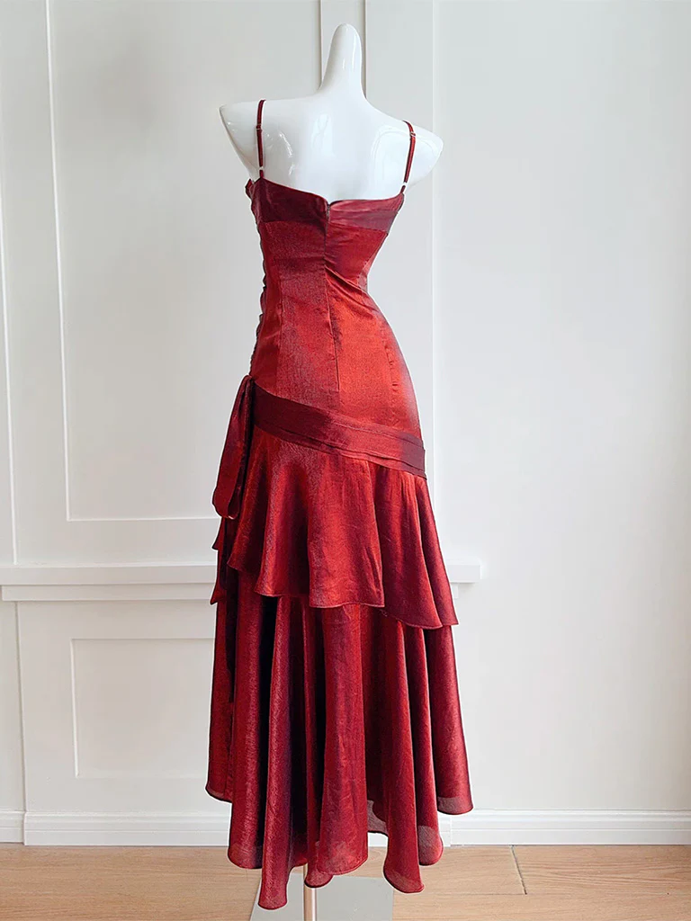 Simple Sweetheart Burgundy Prom Dress, Burgundy Party Dress - Deanwangkt