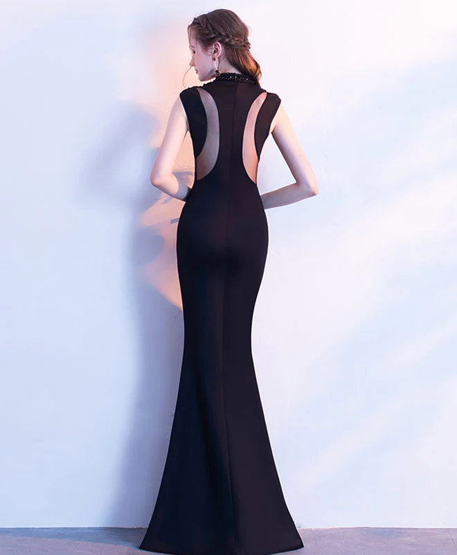Black Mermaid Long Prom Dress, Black Evening Dress - Deanwangkt