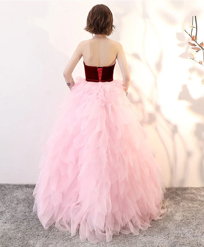 Cute Pink Tulle Long Prom Dress, Evening Dress - Deanwangkt