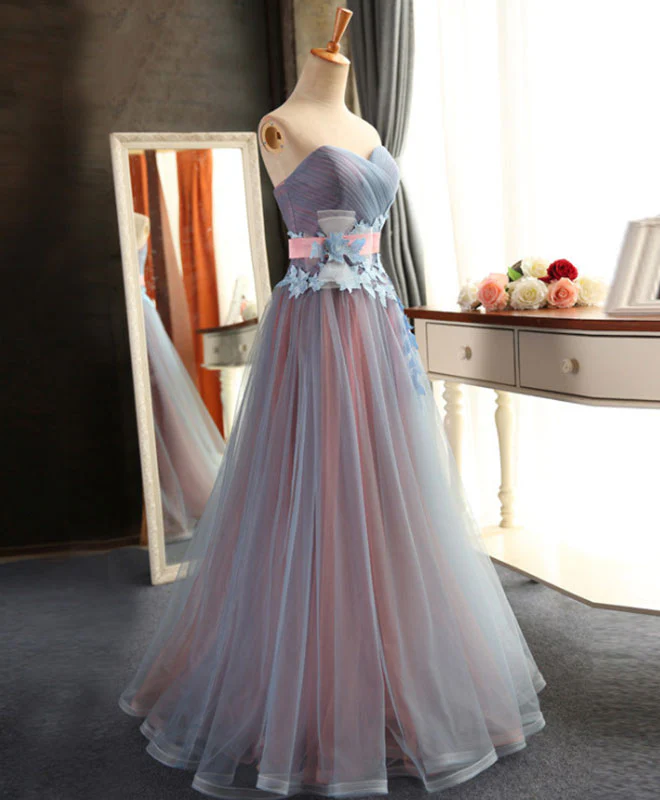 Sweetheart Neck Tulle Long Prom Dress, Evening Dress - Deanwangkt