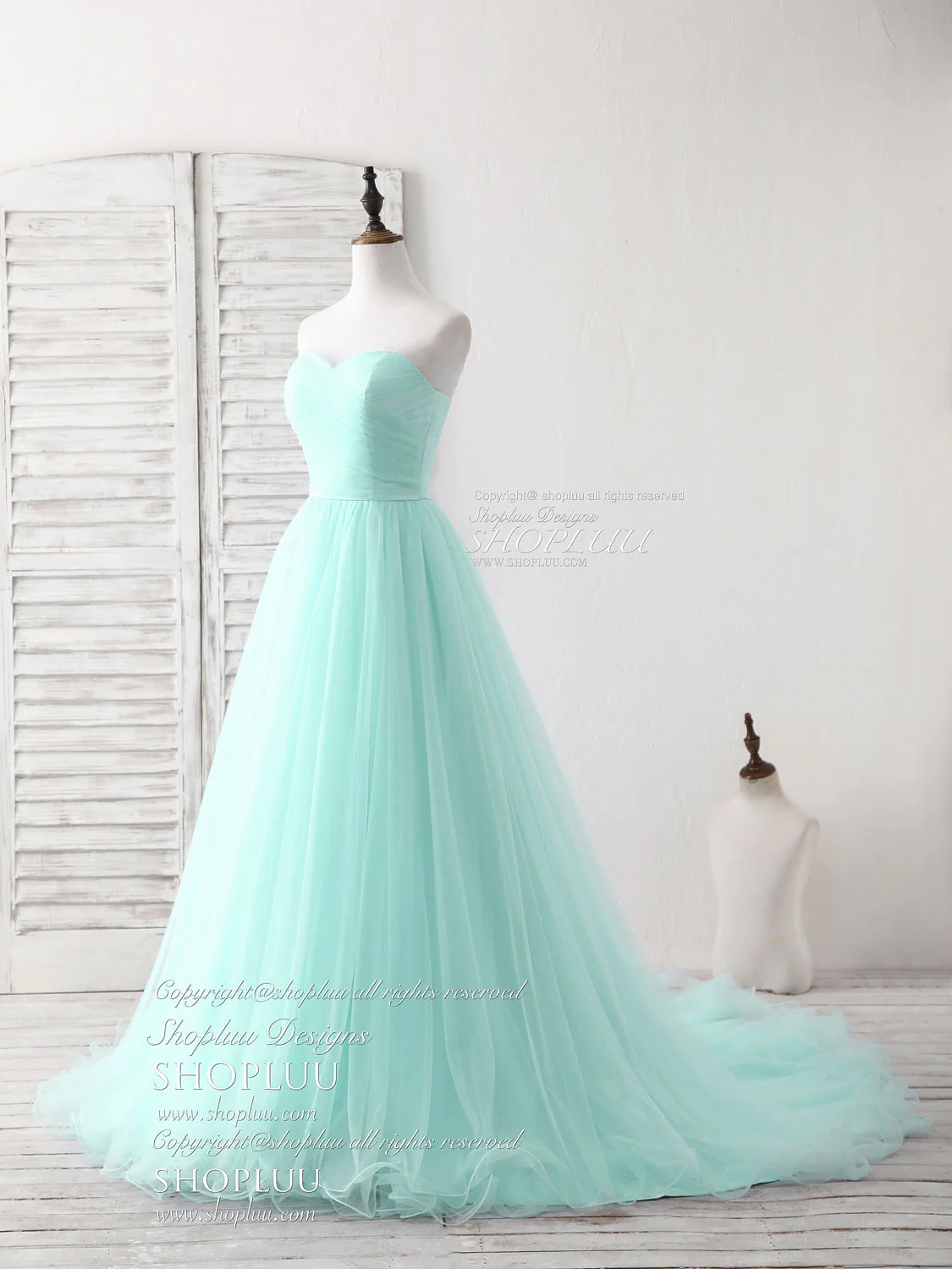 Simple Sweetheart Light Green Tulle Long Prom Dress, Green Evening Dress - Deanwangkt