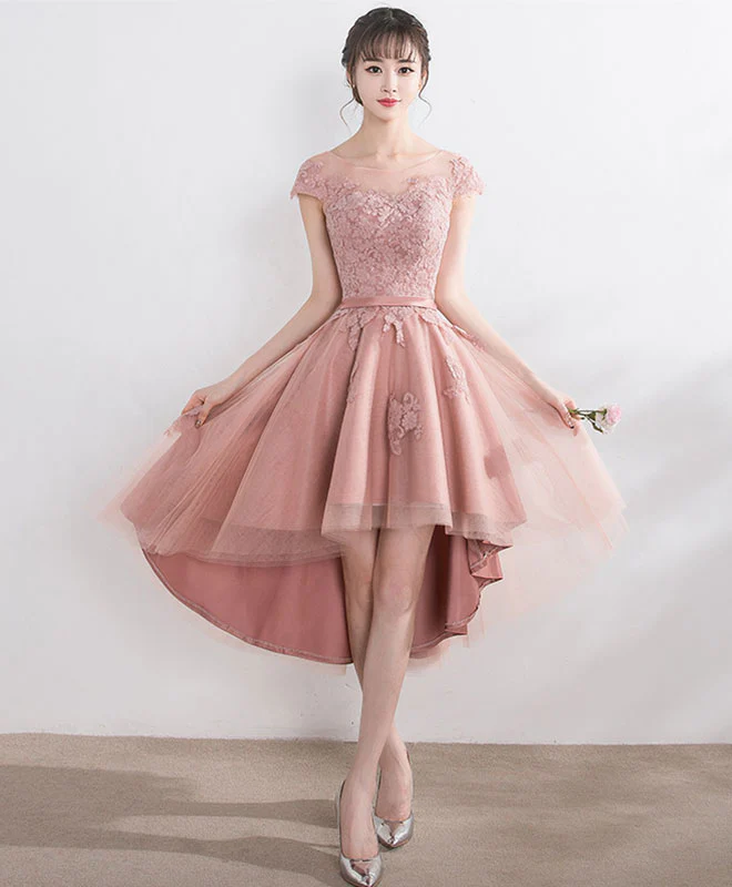 Cut Lace Tulle Short Prom Dress, High Low Evening Dress - Deanwangkt