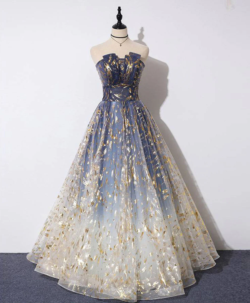 Unique Tulle Lace Long Prom Dress, Tulle Lace Formal Graduation Party Dress - Deanwangkt