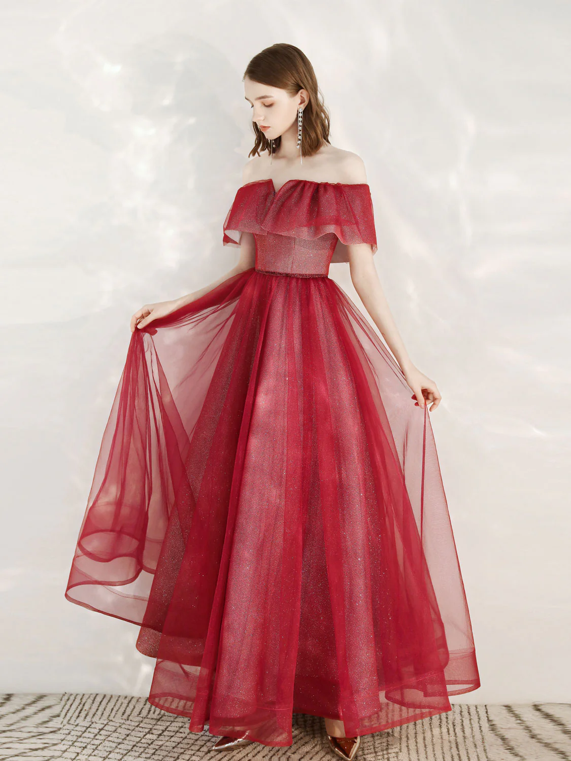 A-Line Burgundy Long Prom Dress, Burgundy Formal Evening Dress - Deanwangkt