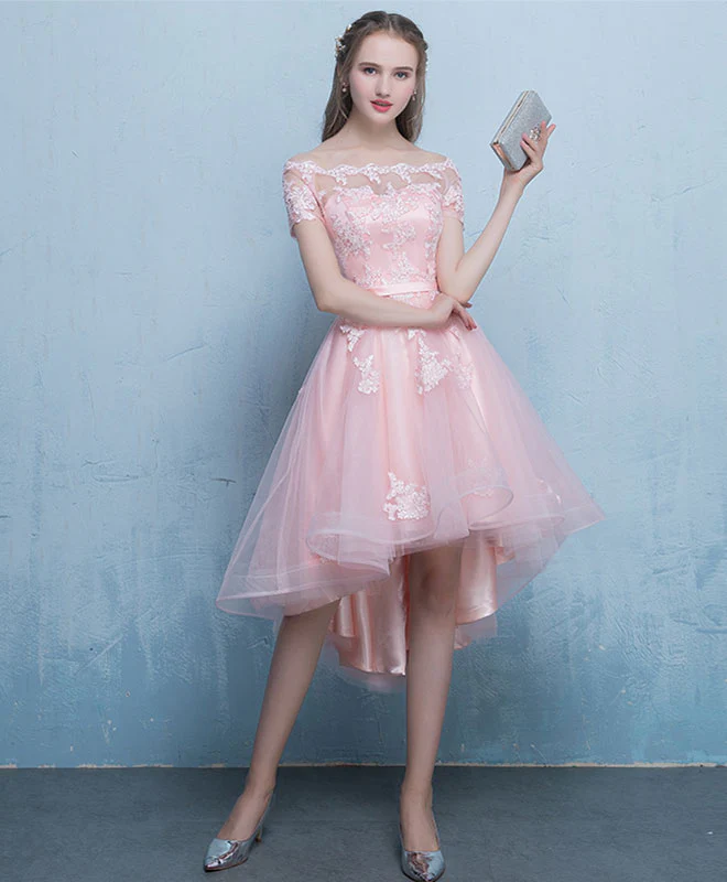 Cute Lace Tulle Short Prom Dress, Lace Evening Dress - Deanwangkt