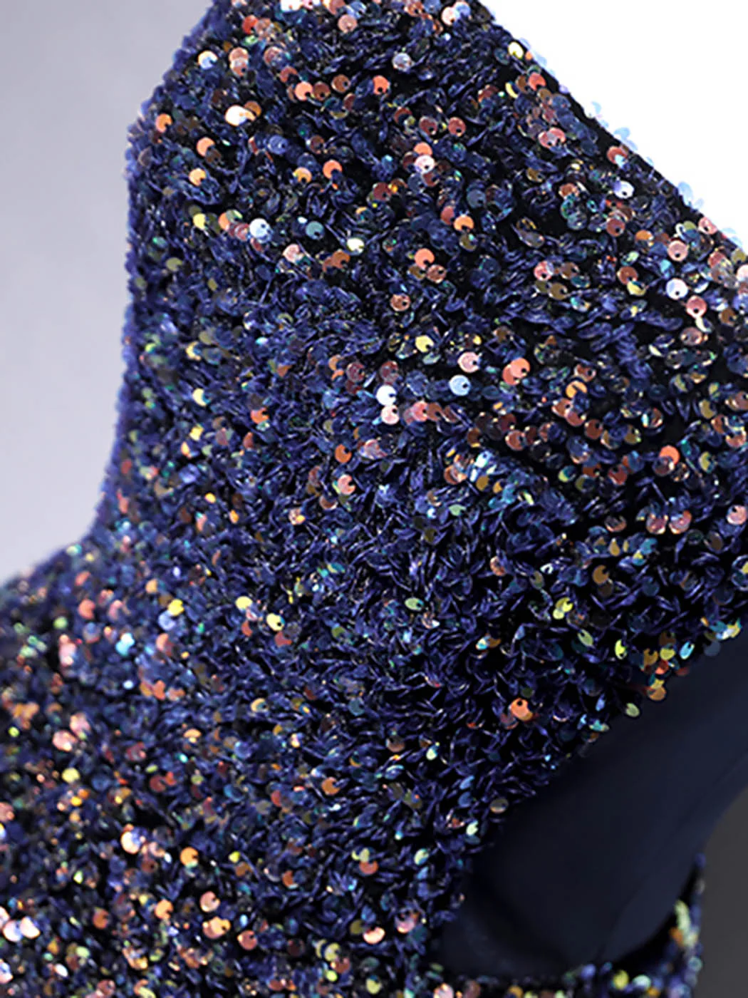 Dark Blue A-Line Sequin Lace Short Prom Dress, Blue Homecoming Dress - Deanwangkt