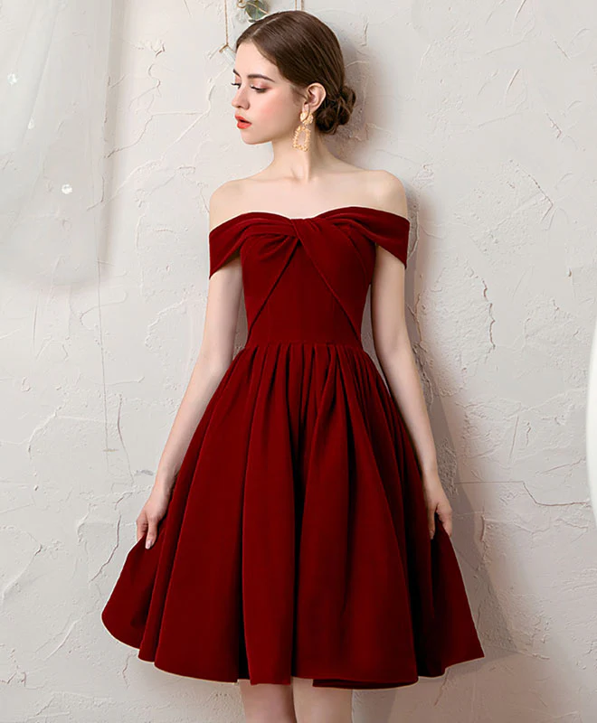 Simple Burgundy Short Prom Dress Burgundy Homecoming Dress - Deanwangkt