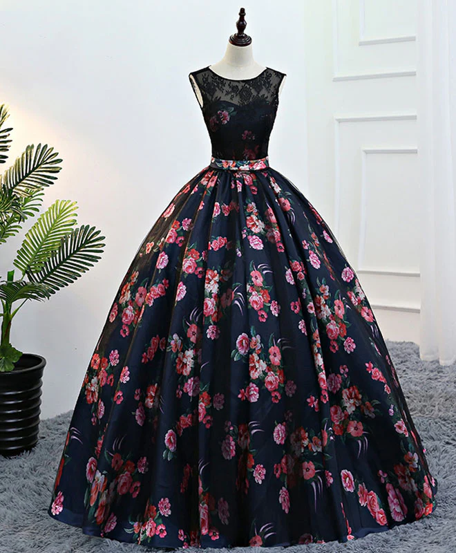 Black Lace Long Prom Gown, Black Evening Dress - Deanwangkt
