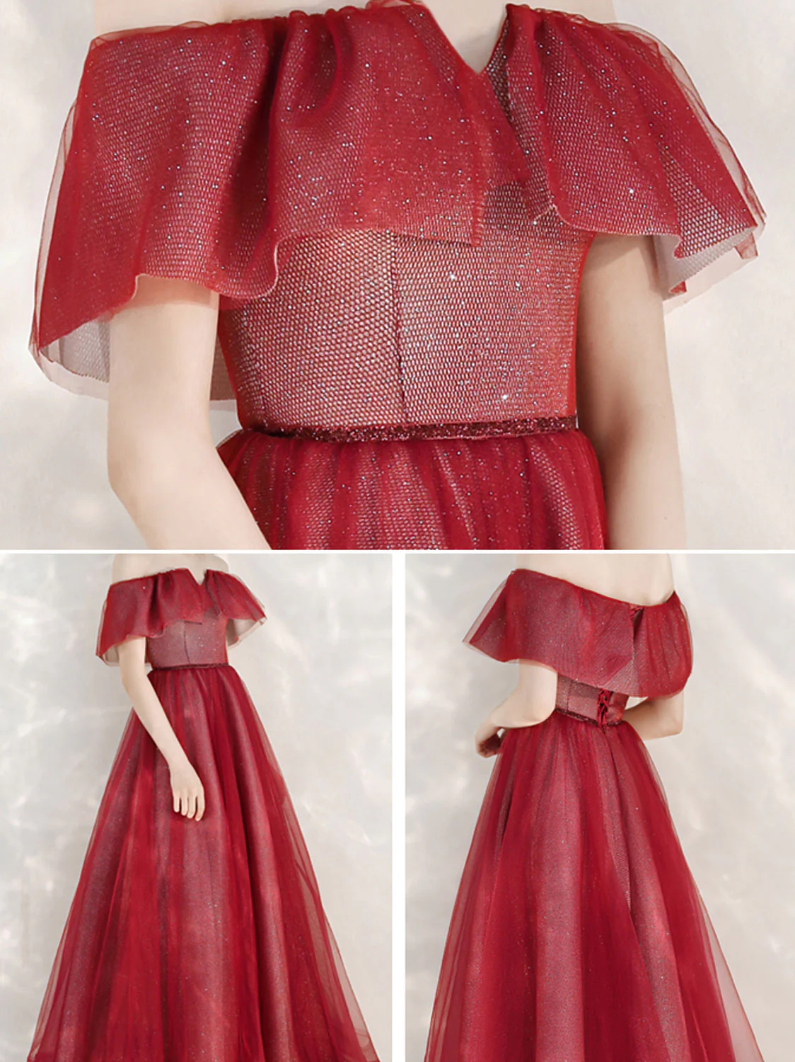 A-Line Burgundy Long Prom Dress, Burgundy Formal Evening Dress - Deanwangkt
