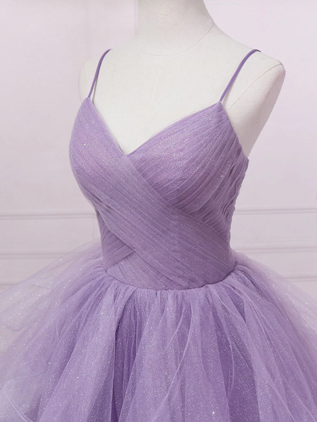 Purple V Neck Tulle Sequin Long Prom Dress Purple Tulle Formal Party Dress - Deanwangkt