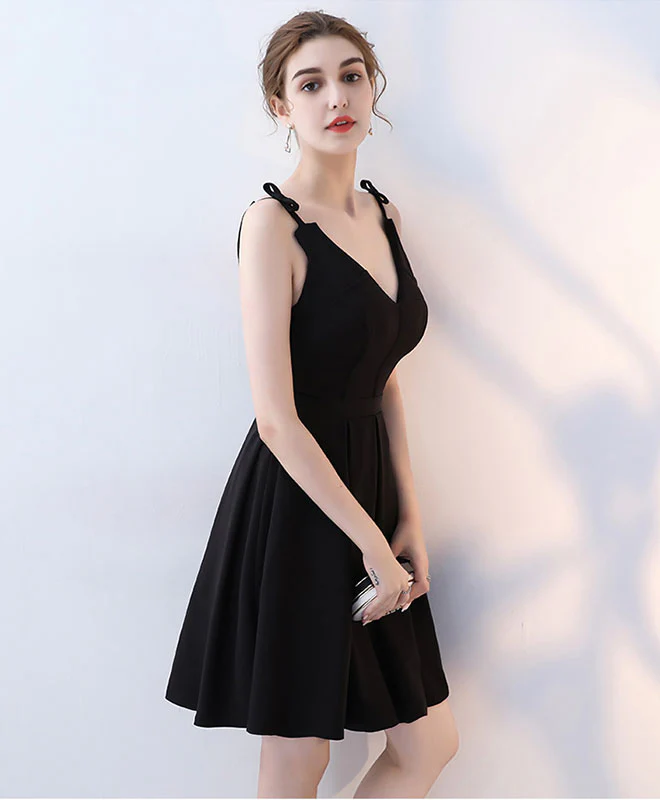Simple Black V Neck Short Prom Dress, Homecoming Dress - Deanwangkt