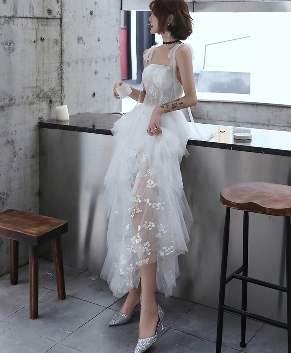 White Sweetheart Tulle Prom Dress White Homecoming Dress - Deanwangkt