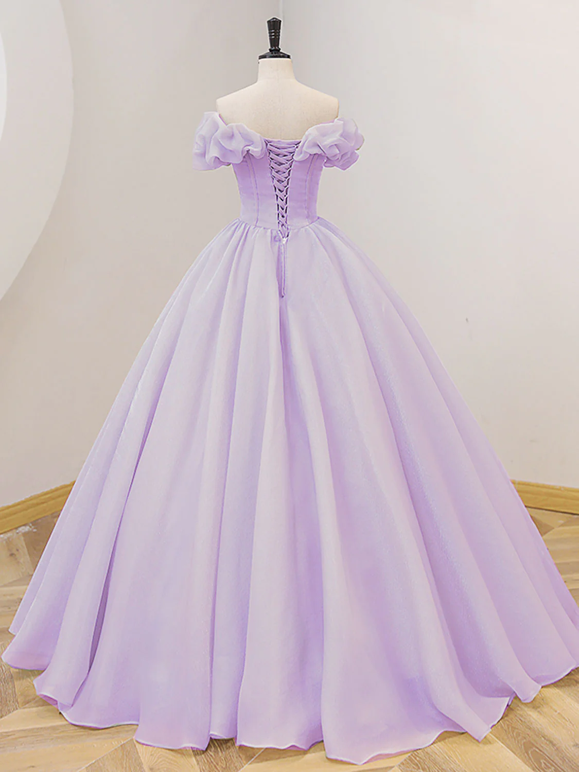 Purple A-Line Off Shoulder Long Prom Dresses, Purple Sweet 16 Dress - Deanwangkt
