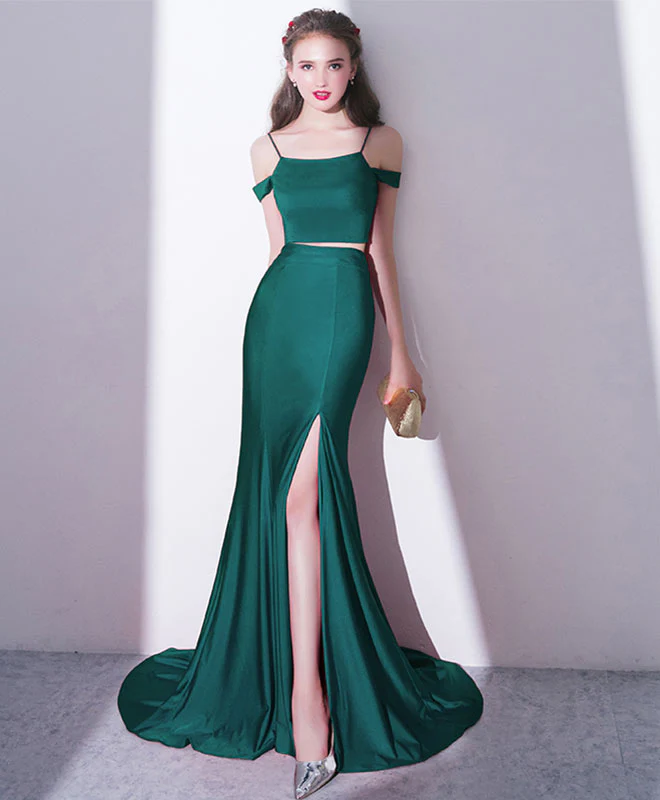 Mermaid Two Pieces Long Prom Dress, Mermaid Evening Dress - Deanwangkt