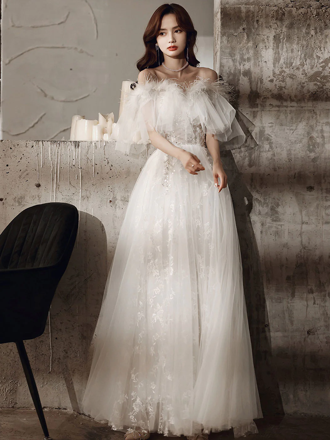 Unique Sweetheart Neck A line Long Prom Dress, Lace Long Formal Graduation Evening Dresses - Deanwangkt