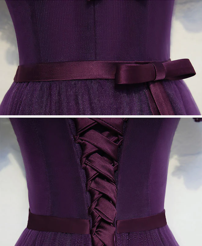 Cute Purple High Low Prom Dress, Purple Homecoming Dresses - Deanwangkt