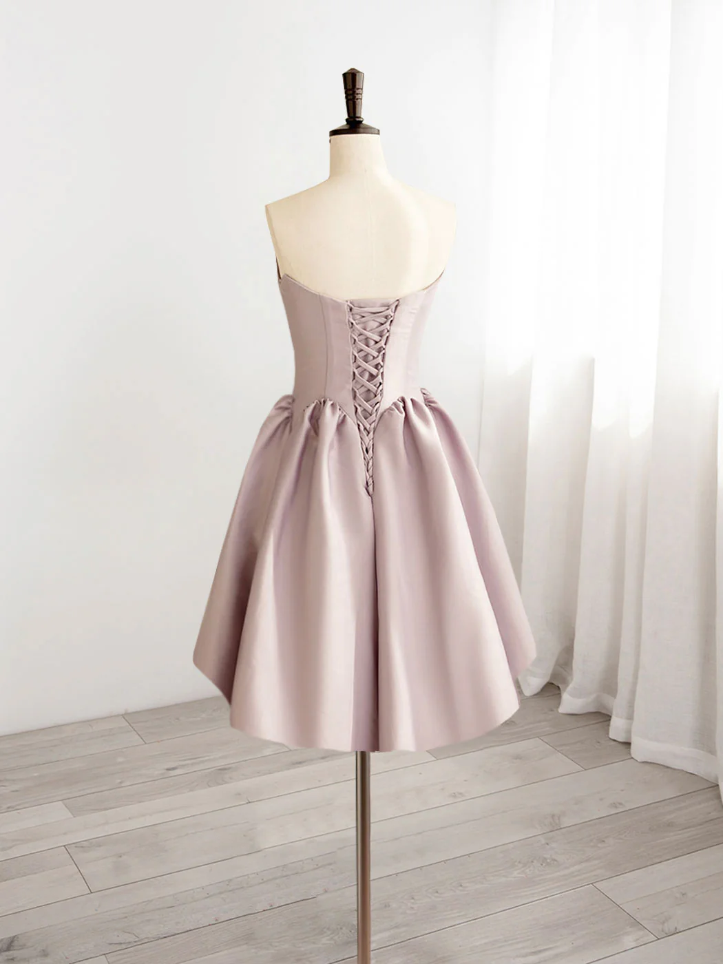 A-Line V  Neck Pink Short Prom Dress, Pink Homecoming Dresses - Deanwangkt