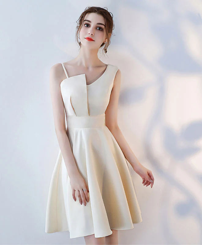 Simple Burgundy Satin Short Prom Dress, Homecoming Dress - Deanwangkt