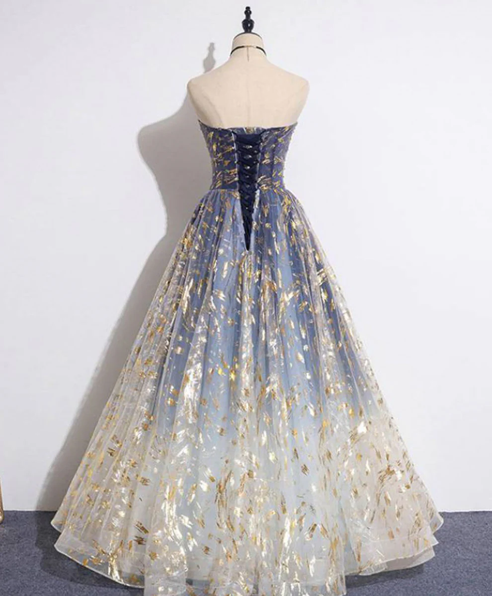 Unique Tulle Lace Long Prom Dress, Tulle Lace Formal Graduation Party Dress - Deanwangkt