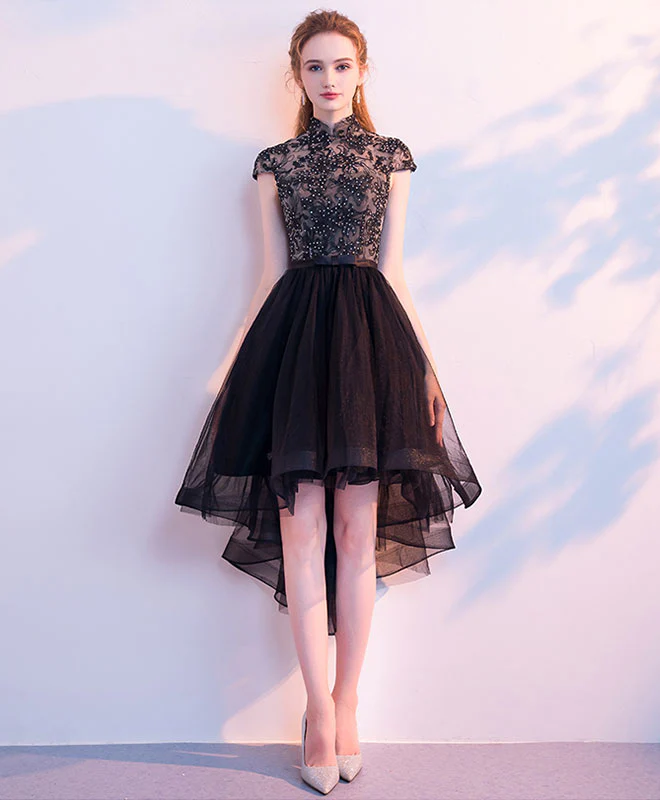 Cute Black Tulle Short Prom Dress, Black Homecoming Dress - Deanwangkt