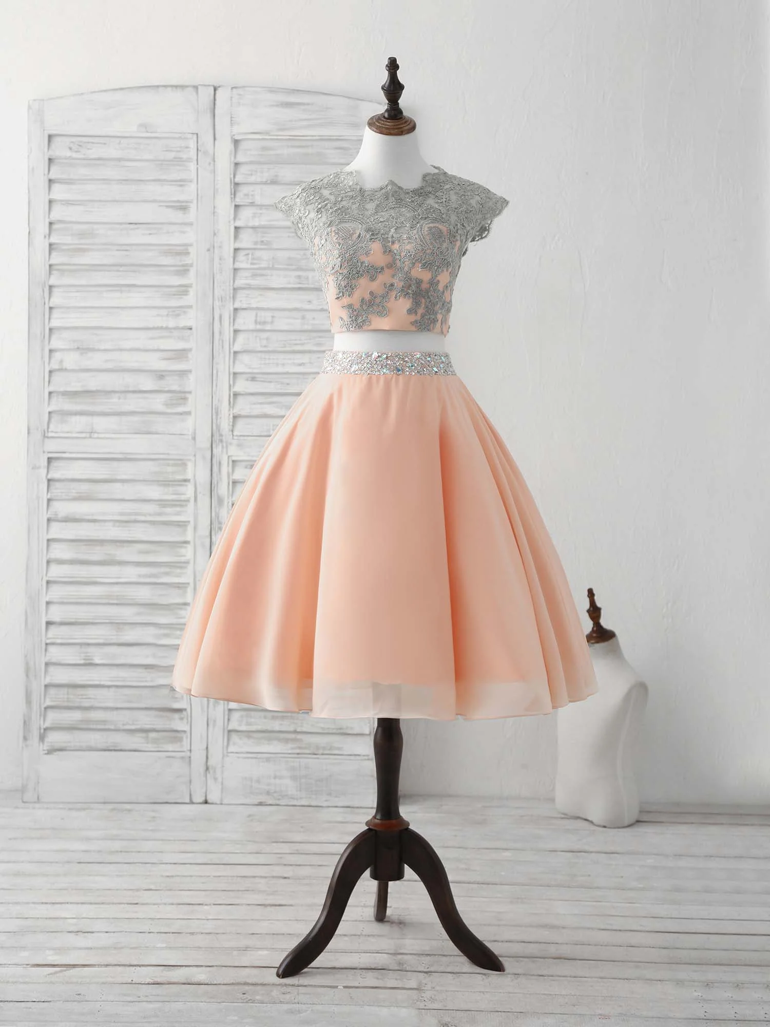 Unique Two Pieces Lace Short Prom Dress, Homecoming Dress - Deanwangkt