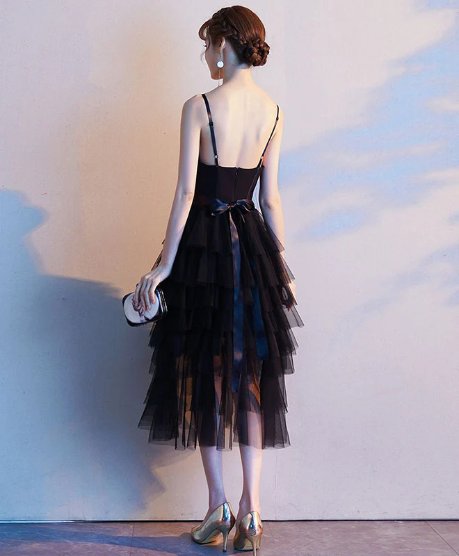Black sweetheart tulle short prom dress, black tulle evening dress - Deanwangkt