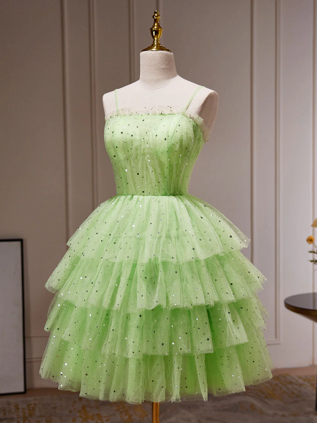 Green A-Line Tulle Short Prom Dress, Green Homecoming Dress - Deanwangkt