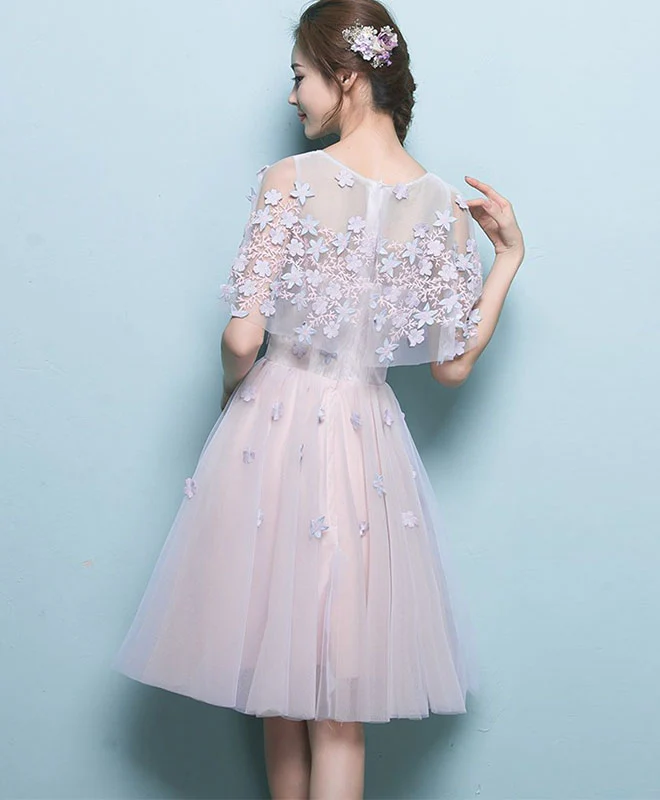 Simple Tulle Lace Short Prom Dress, Tulle Evening Dress - Deanwangkt