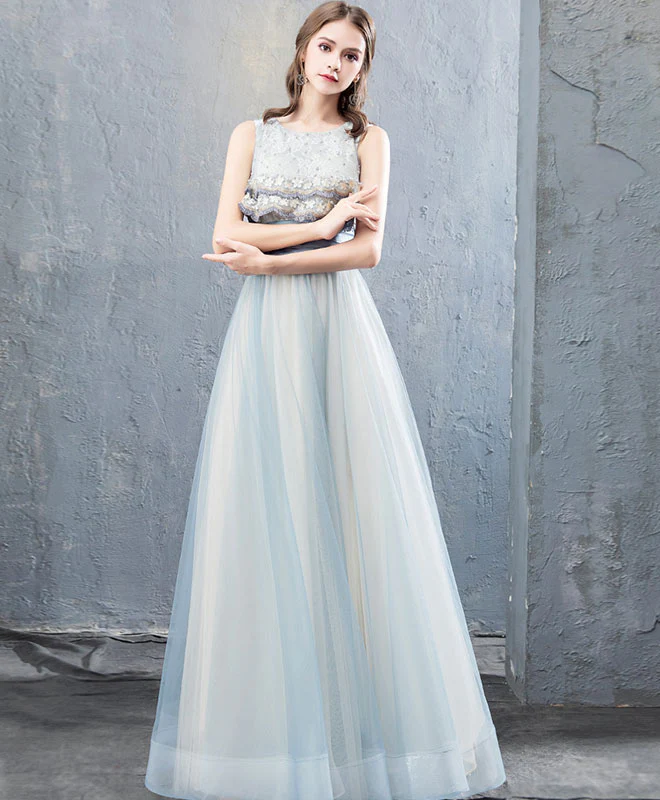 Cute Tulle Lace Long Prom Dress, Tulle Evening Dress - Deanwangkt