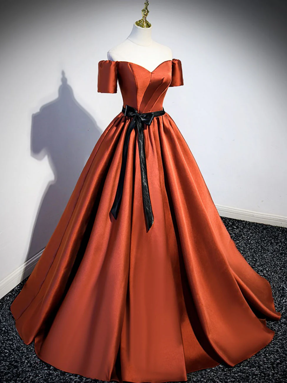 A Line Satin Orange Long Prom Dresses, Orange Formal Bridesmaid Dresses - Deanwangkt