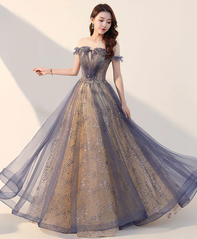Elegant Tulle Long Prom Dress, Tulle Formal Dress - Deanwangkt
