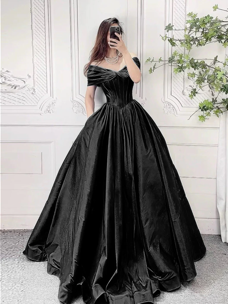 A-Line Off Shoulder Burgundy Long Prom Dress, Burgundy Long Formal Dress - Deanwangkt