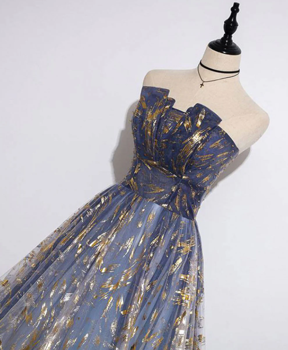 Unique Tulle Lace Long Prom Dress, Tulle Lace Formal Graduation Party Dress - Deanwangkt