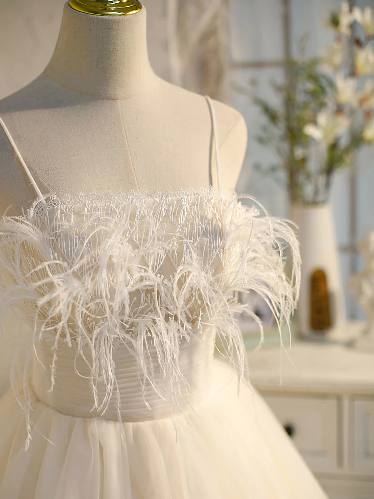 Light Champagne Tulle Short Prom Dress, Tulle Puffy Homecoming Dress - Deanwangkt