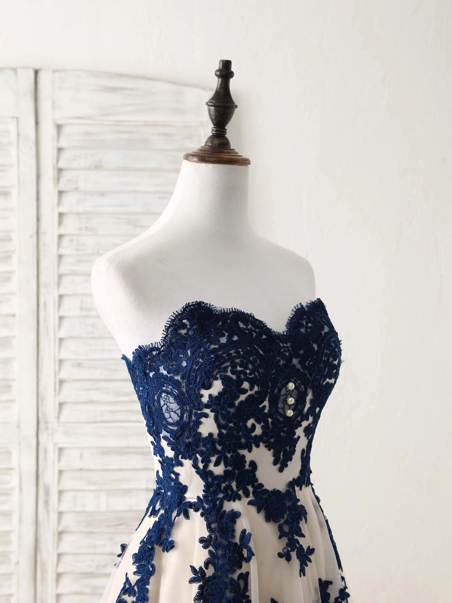 A-Line Sweetheart Tulle Lace Applique Long Prom Dress, Bridesmaid Dress - Deanwangkt