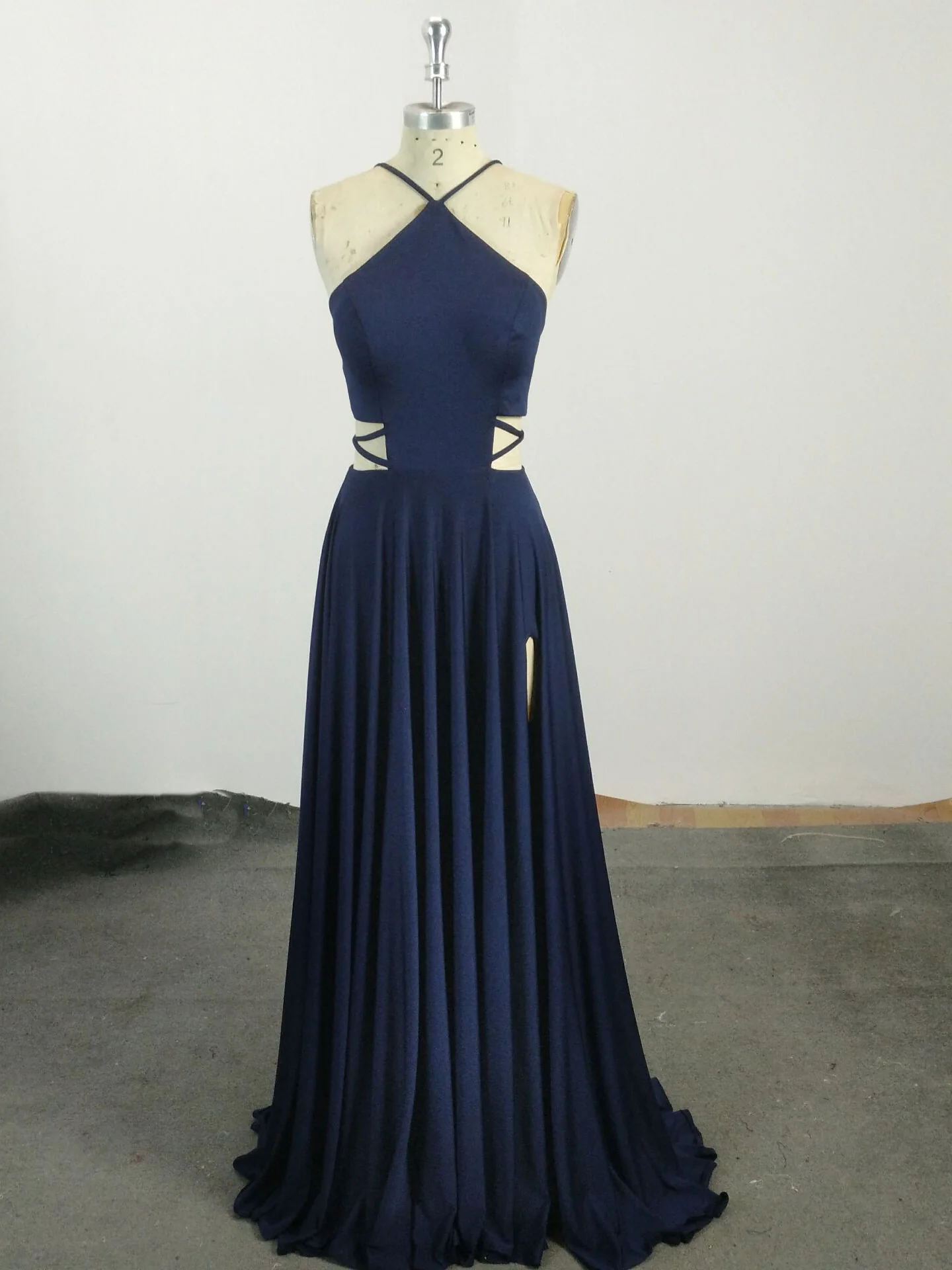 Simple Chiffon Blue Long Prom Dress, Blue Evening Dress - Deanwangkt