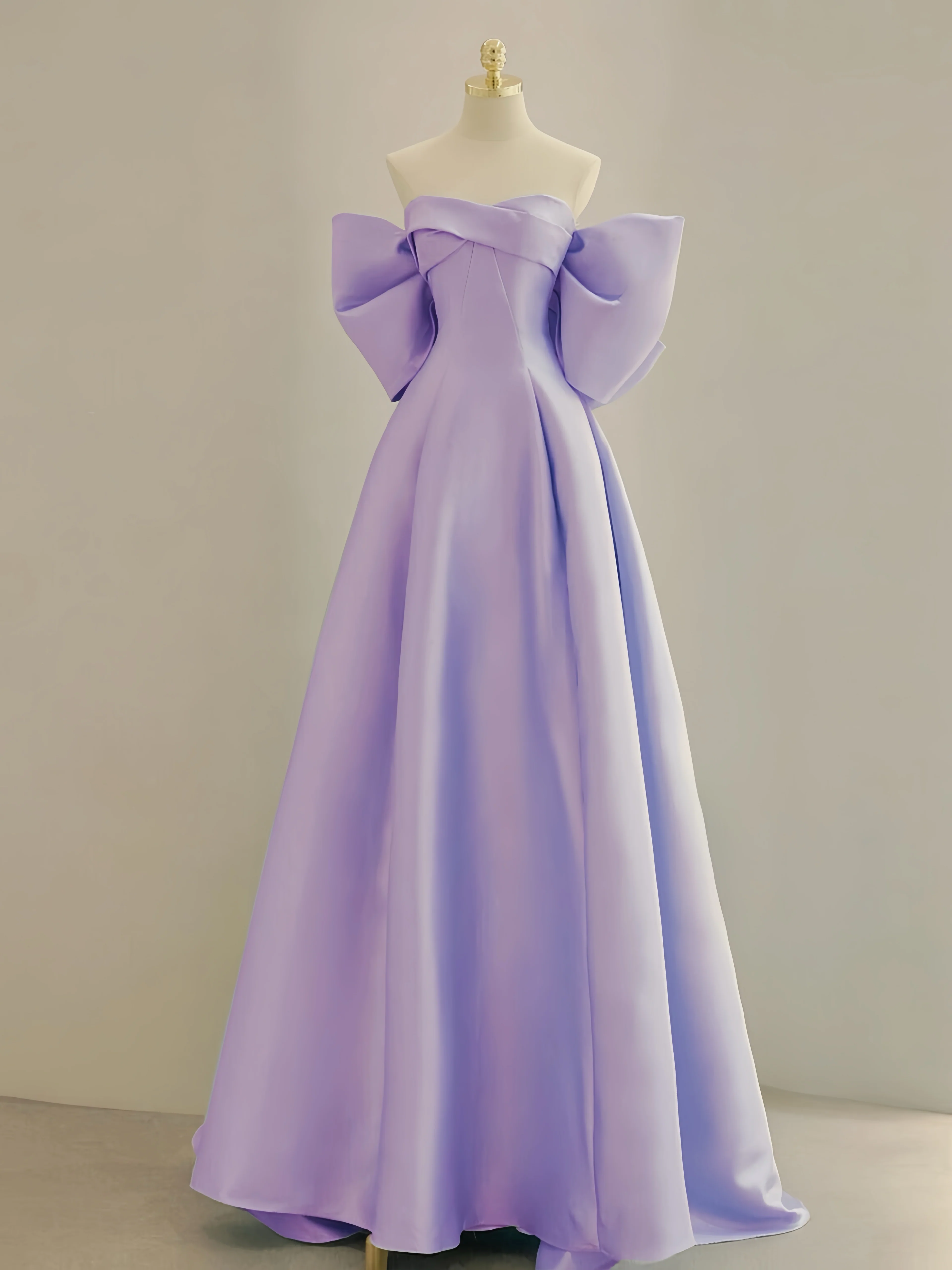 A-Line Sweetheart Neck Satin Purple Long Prom Dress, Purple Evening Dress - Deanwangkt