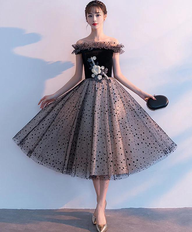 Cute Black Tulle Short Prom Dress, Black Homecoming Dress - Deanwangkt