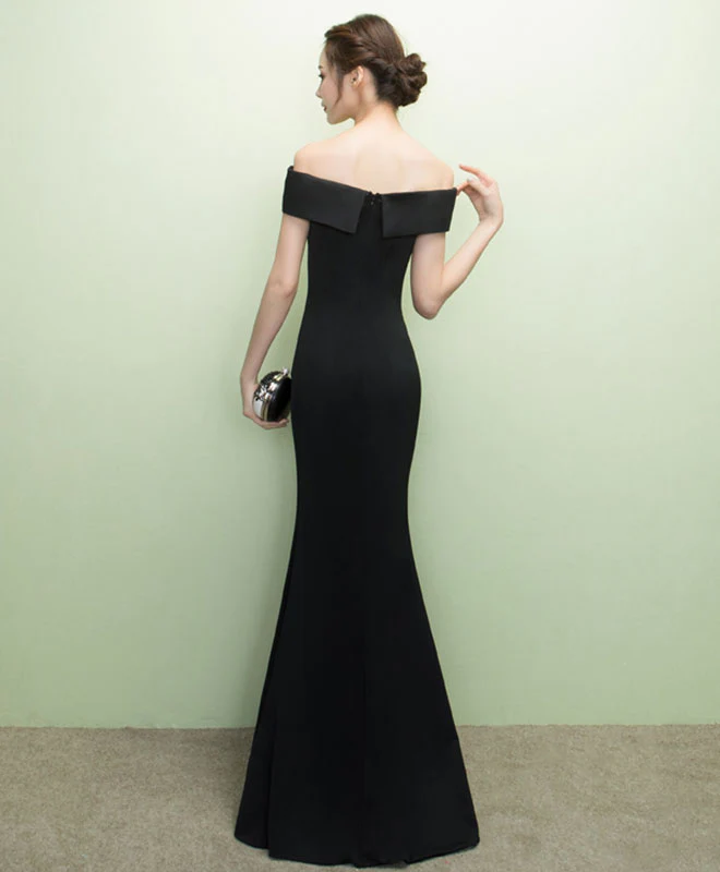 Black Mermaid Long Prom Dress, Black Evening Dress - Deanwangkt
