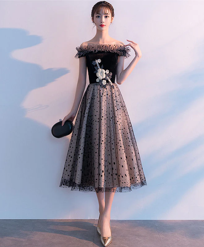 Cute Black Tulle Short Prom Dress, Black Homecoming Dress - Deanwangkt