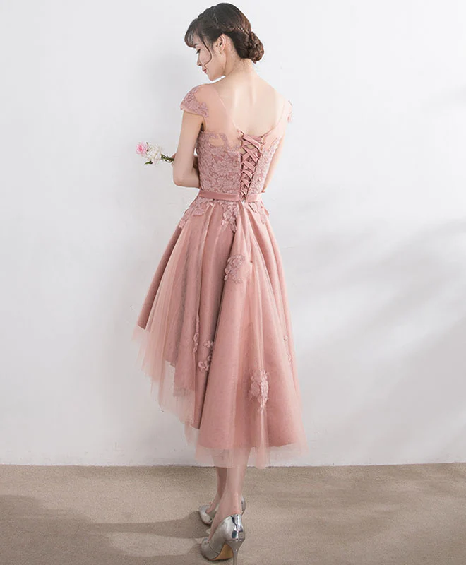 Cut Lace Tulle Short Prom Dress, High Low Evening Dress - Deanwangkt