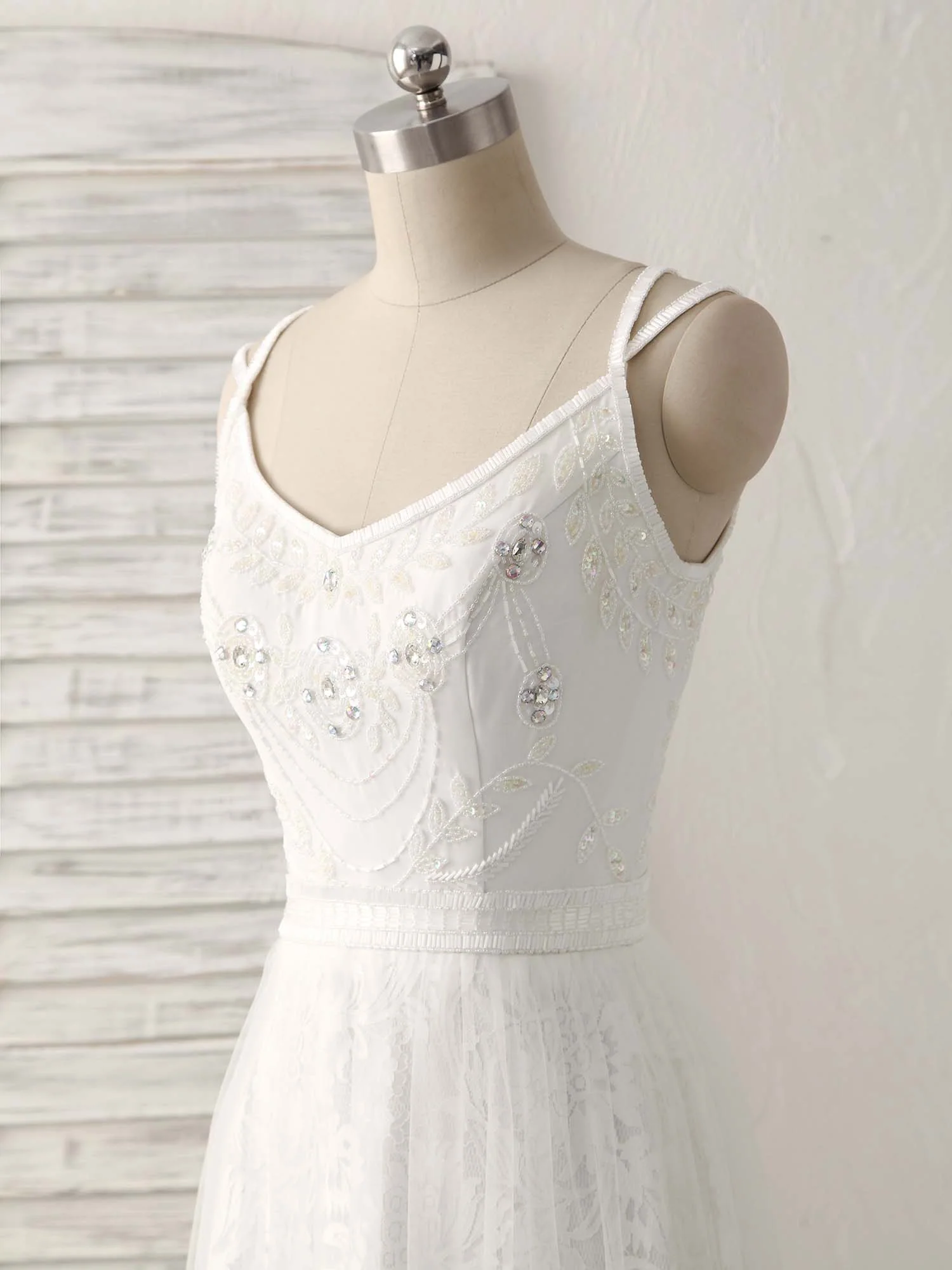 White V Neck Tulle Lace Long Prom Dress White Evening Dress - Deanwangkt