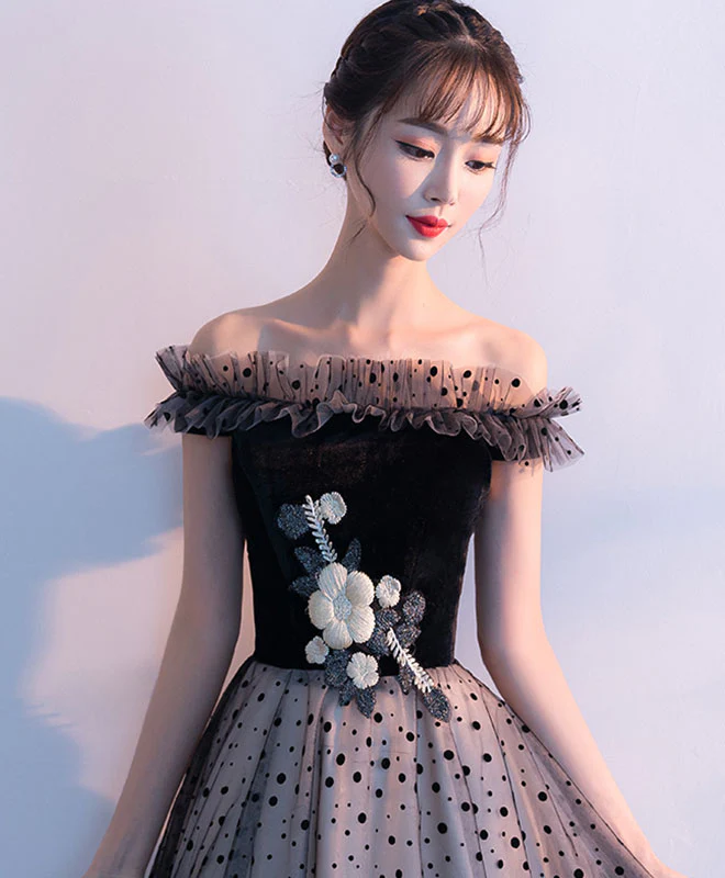 Cute Black Tulle Short Prom Dress, Black Homecoming Dress - Deanwangkt