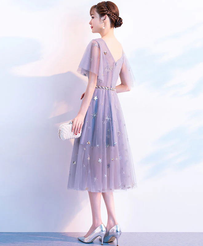 Cute V Neck Tulle Short Prom Dress, Tulle Homecoming Dress - Deanwangkt