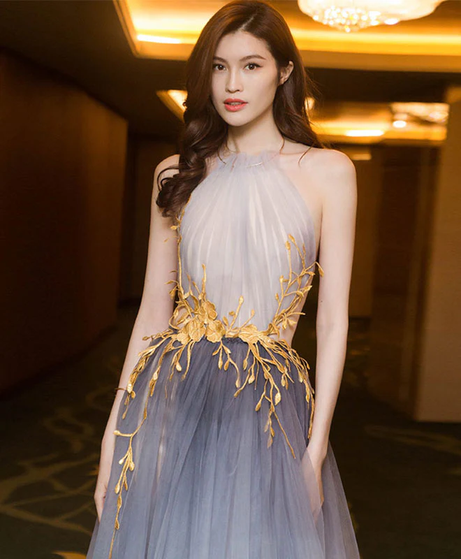 Stylish Tulle Lace Long Prom Dress, Lace Evening Dress - Deanwangkt