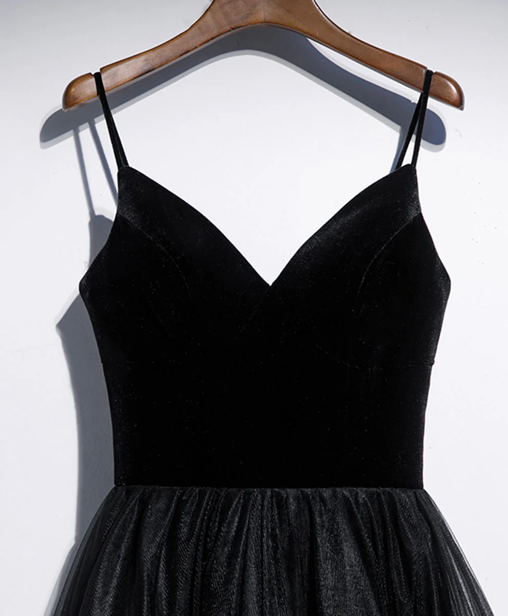 Black V Neck Tulle Short Prom Dress Black Tulle Homecoming Dress - Deanwangkt