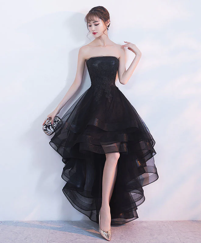 Black Tulle Lace Short Prom Dress, Black Tulle Homecoming Dress - Deanwangkt