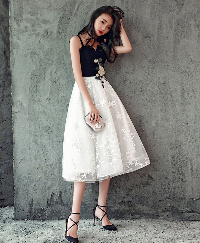 Cute Black And White Short Prom Dress, Homecoming Dress - Deanwangkt